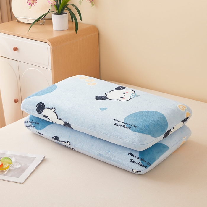 91家纺网 家纺一手货源 找家纺 翎盈家纺 2025新款牛奶绒深睡枕专用枕套面包记忆枕枕头套 帕恰狗蓝