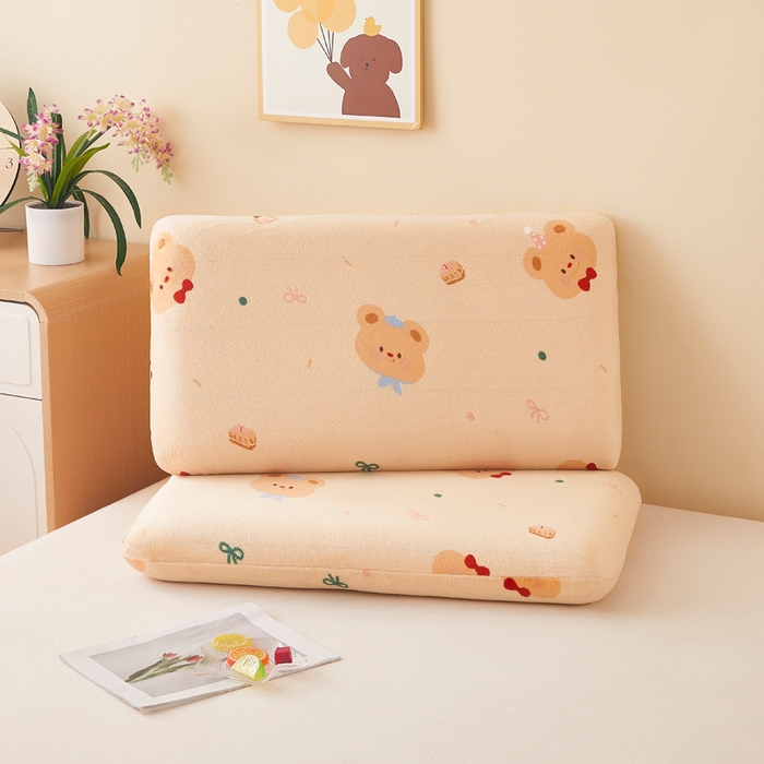 翎盈家纺 2025新款牛奶绒深睡枕专用枕套面包记忆枕枕头套 黄油小熊