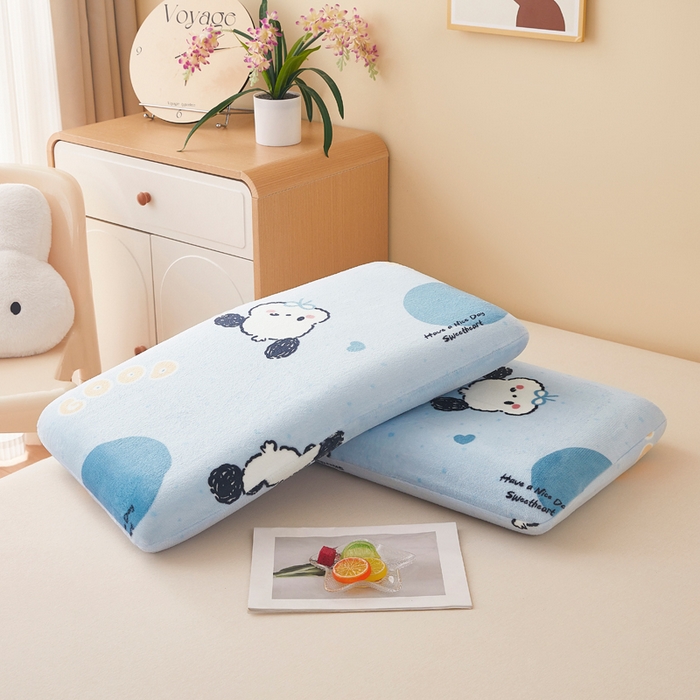 91家纺网 家纺一手货源 找家纺 翎盈家纺 2025新款牛奶绒深睡枕专用枕套面包记忆枕枕头套 帕恰狗蓝