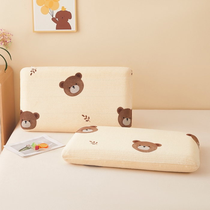 91家纺网 家纺一手货源 找家纺 翎盈家纺 2025新款牛奶绒深睡枕专用枕套面包记忆枕枕头套 开心小熊