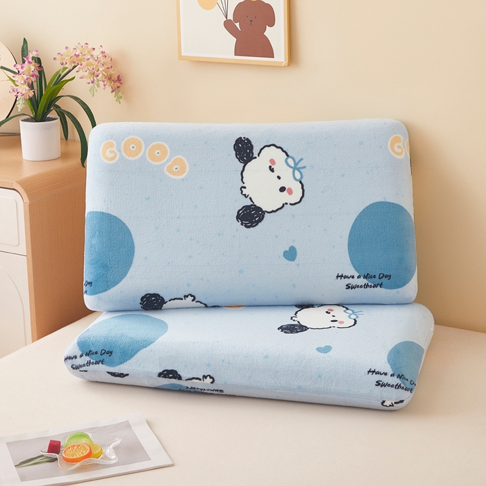 翎盈家纺 2025新款牛奶绒深睡枕专用枕套面包记忆枕枕头套 帕恰狗蓝