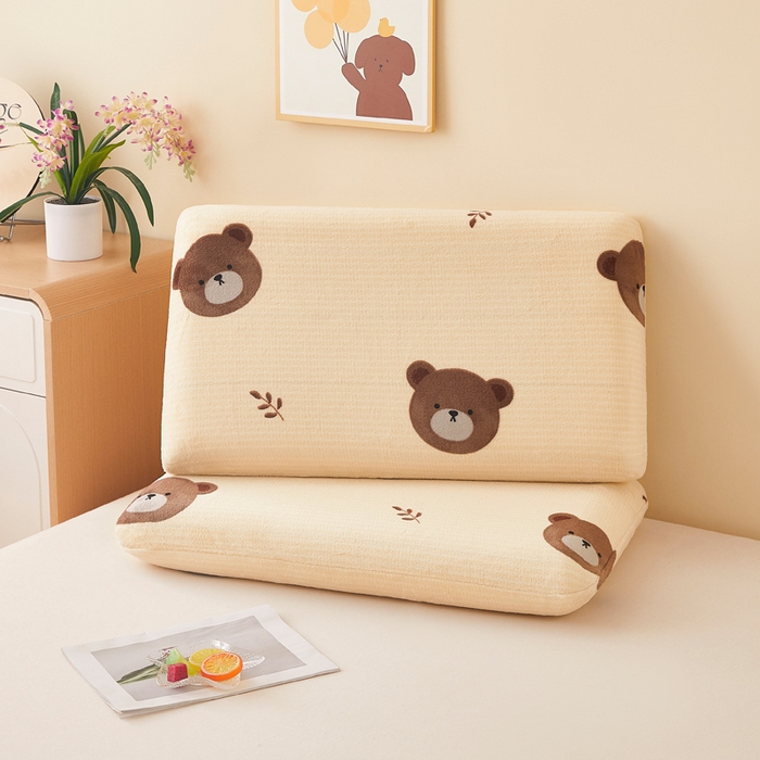 翎盈家纺 2025新款牛奶绒深睡枕专用枕套面包记忆枕枕头套 开心小熊