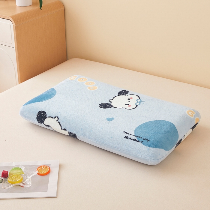 91家纺网 家纺一手货源 找家纺 翎盈家纺 2025新款牛奶绒深睡枕专用枕套面包记忆枕枕头套 帕恰狗蓝