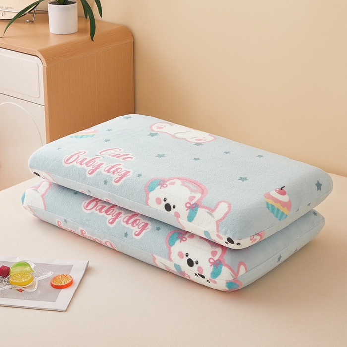 91家纺网 家纺一手货源 找家纺 翎盈家纺 2025新款牛奶绒深睡枕专用枕套面包记忆枕枕头套 比尔狗蓝