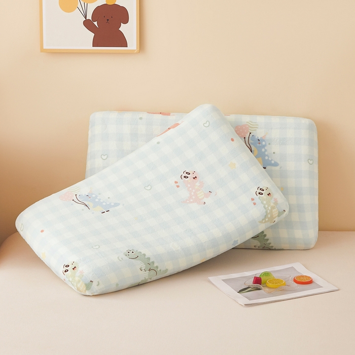 91家纺网 家纺一手货源 找家纺 翎盈家纺 2025新款牛奶绒深睡枕专用枕套面包记忆枕枕头套 恐龙乐园