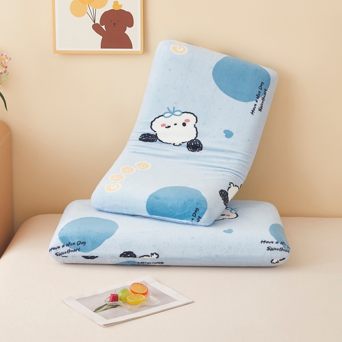 91家纺网 家纺一手货源 找家纺 翎盈家纺 2025新款牛奶绒深睡枕专用枕套面包记忆枕枕头套 帕恰狗蓝