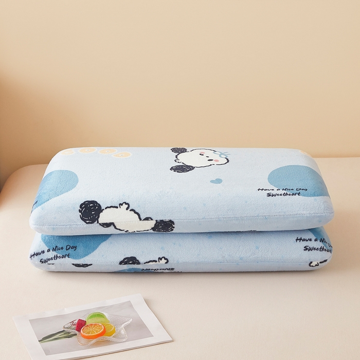 91家纺网 家纺一手货源 找家纺 翎盈家纺 2025新款牛奶绒深睡枕专用枕套面包记忆枕枕头套 帕恰狗蓝