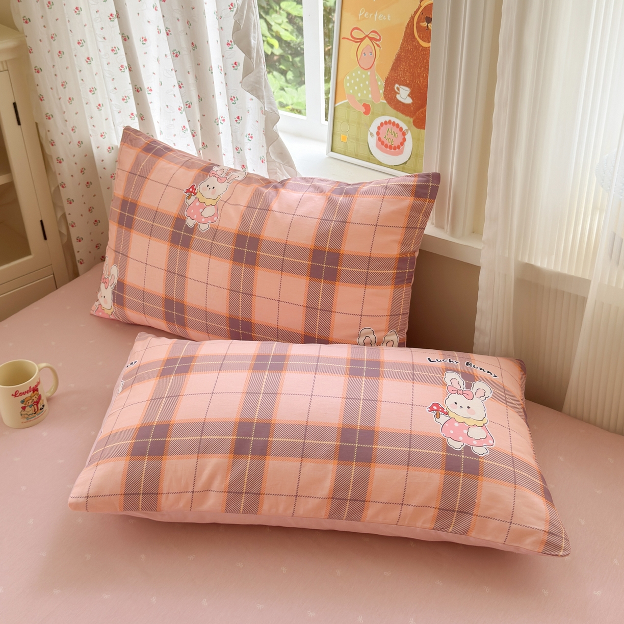 91家纺网 家纺一手货源 找家纺 清雅福 2026春夏新品全棉13070萌趣系列四件套 芮贝塔-粉格