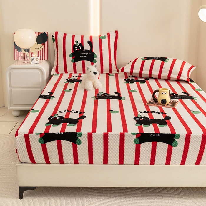 91家纺网 家纺一手货源 找家纺 （总）倾慕家纺 2025新款立体菠萝格印花保暖床笠