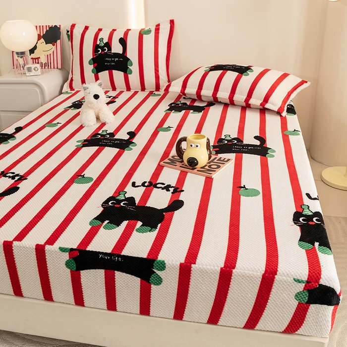 91家纺网 家纺一手货源 找家纺 （总）倾慕家纺 2025新款立体菠萝格印花保暖床笠