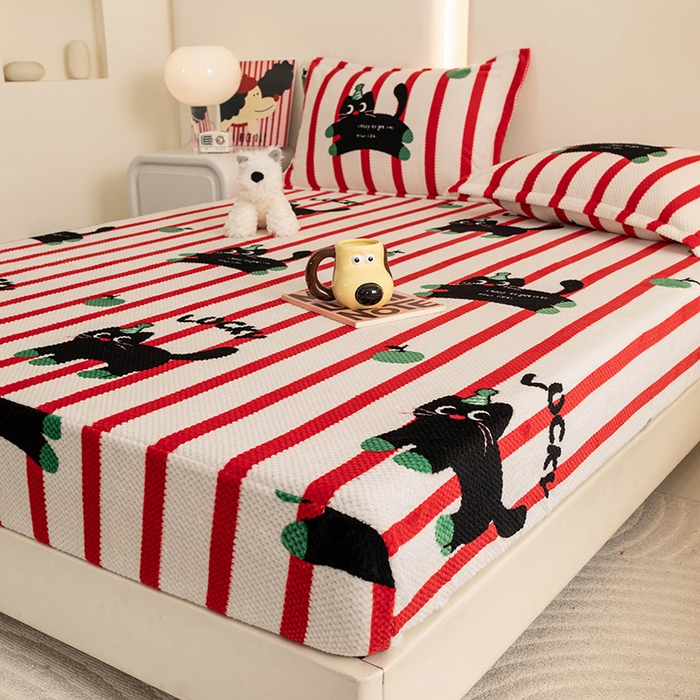 91家纺网 家纺一手货源 找家纺 （总）倾慕家纺 2025新款立体菠萝格印花保暖床笠