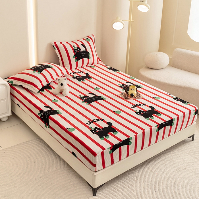 91家纺网 家纺一手货源 找家纺 （总）倾慕家纺 2025新款立体菠萝格印花保暖床笠