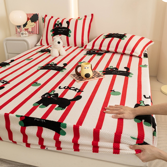 91家纺网 家纺一手货源 找家纺 （总）倾慕家纺 2025新款立体菠萝格印花保暖床笠