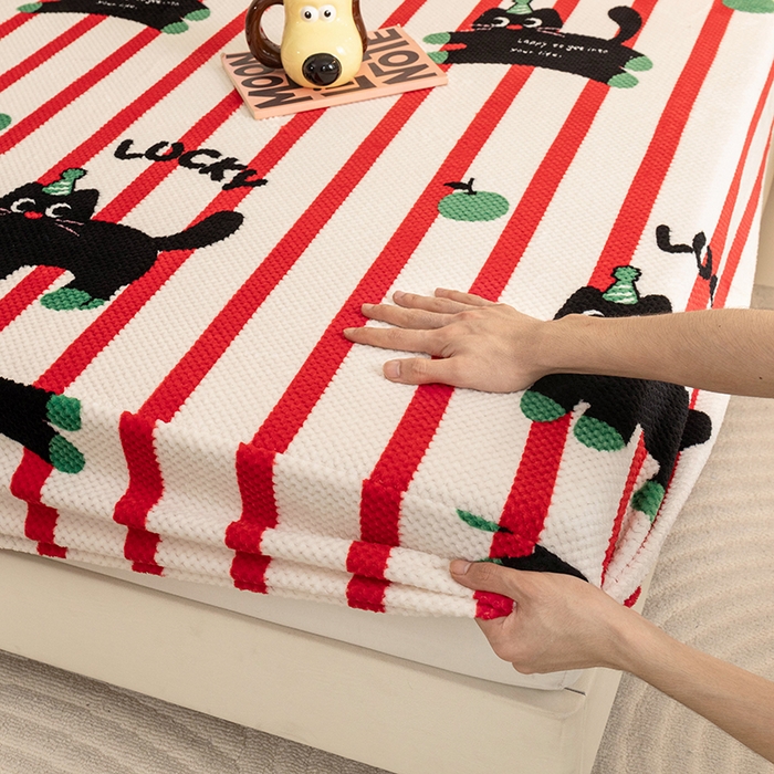 91家纺网 家纺一手货源 找家纺 （总）倾慕家纺 2025新款立体菠萝格印花保暖床笠