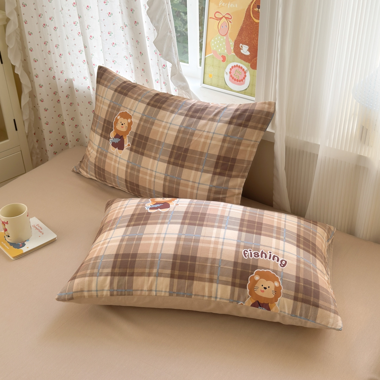 91家纺网 家纺一手货源 找家纺 清雅福 2026春夏新品全棉13070萌趣系列四件套 森林日记-咖格