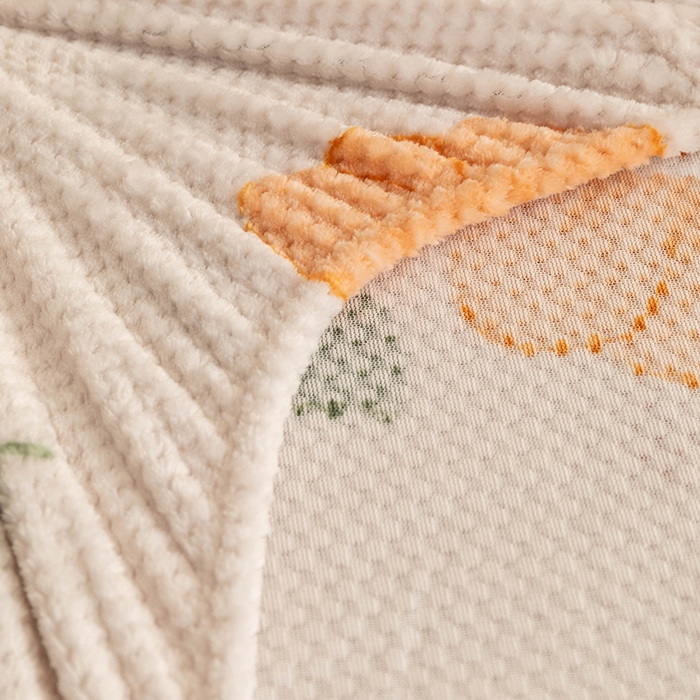 91家纺网 家纺一手货源 找家纺 倾慕家纺 2026新款立体菠萝格印花保暖床笠 黄小花