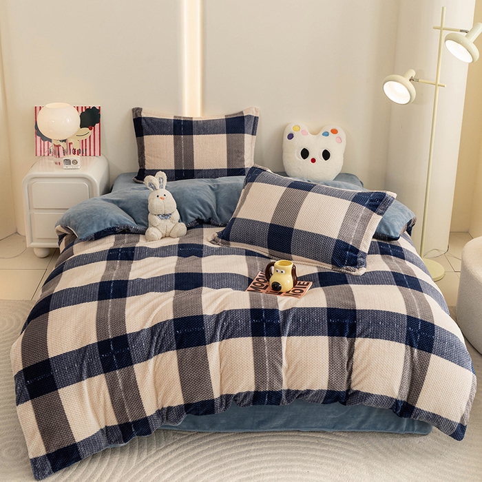 倾慕家纺 2026新款立体菠萝格印花保暖单被套 罗马格