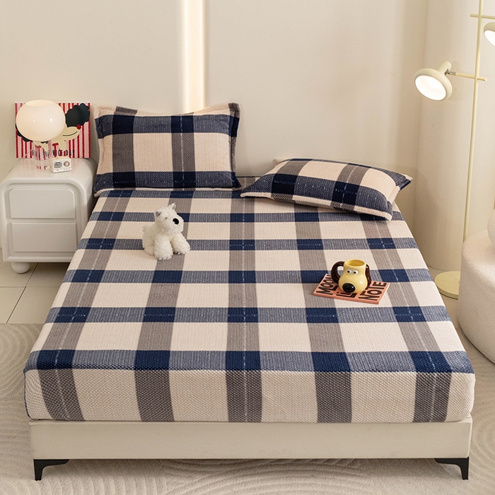 倾慕家纺 2026新款立体菠萝格印花保暖床笠 罗马格