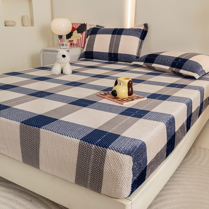 91家纺网 家纺一手货源 找家纺 倾慕家纺 2026新款立体菠萝格印花保暖床笠 罗马格