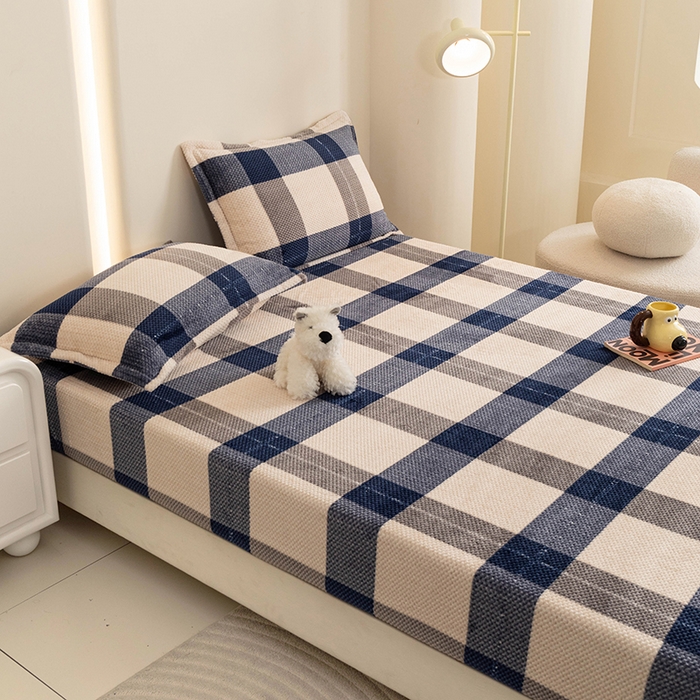 91家纺网 家纺一手货源 找家纺 倾慕家纺 2026新款立体菠萝格印花保暖床笠 罗马格