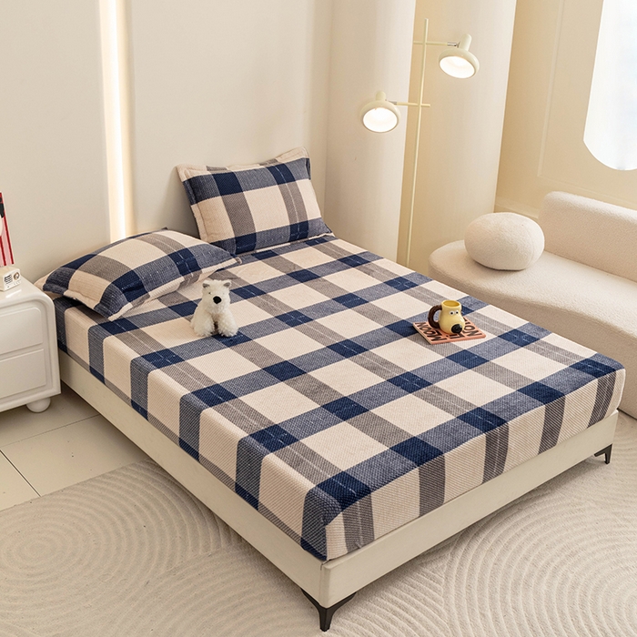 91家纺网 家纺一手货源 找家纺 倾慕家纺 2026新款立体菠萝格印花保暖床笠 罗马格