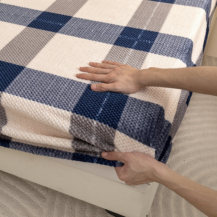 91家纺网 家纺一手货源 找家纺 倾慕家纺 2026新款立体菠萝格印花保暖床笠 罗马格