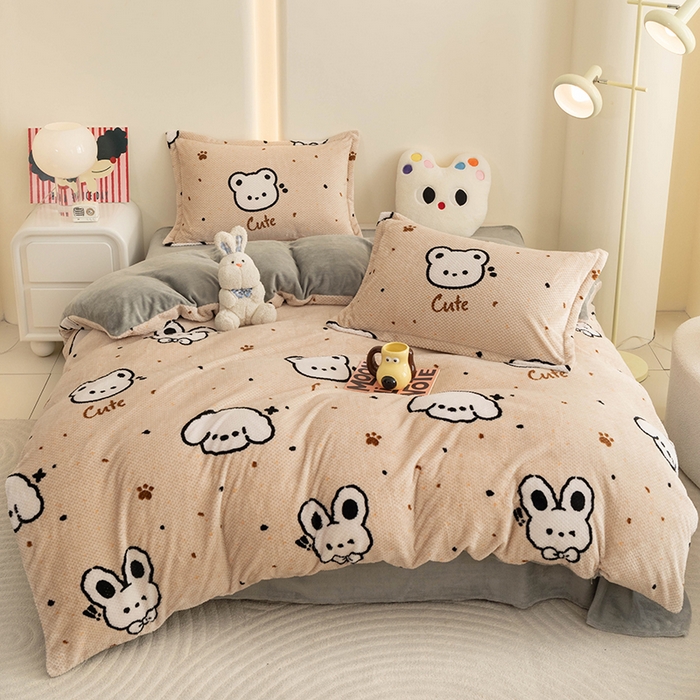 倾慕家纺 2026新款立体菠萝格印花保暖单被套 米粒乐园