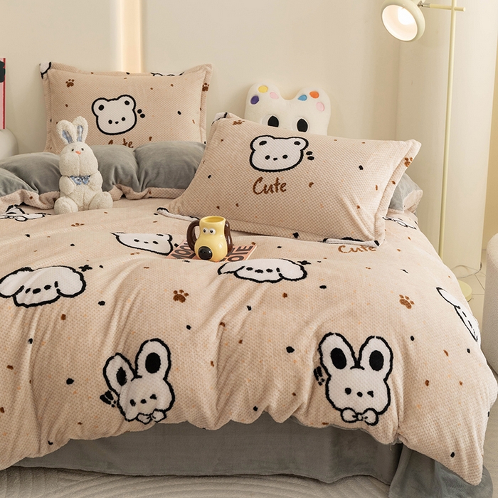 91家纺网 家纺一手货源 找家纺 倾慕家纺 2026新款立体菠萝格印花保暖单被套 米粒乐园