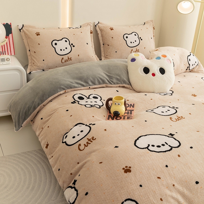 91家纺网 家纺一手货源 找家纺 倾慕家纺 2026新款立体菠萝格印花保暖单被套 米粒乐园