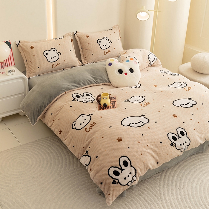 91家纺网 家纺一手货源 找家纺 倾慕家纺 2026新款立体菠萝格印花保暖单被套 米粒乐园