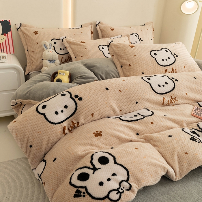 91家纺网 家纺一手货源 找家纺 倾慕家纺 2026新款立体菠萝格印花保暖单被套 米粒乐园