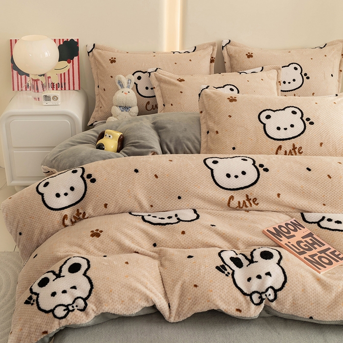 91家纺网 家纺一手货源 找家纺 倾慕家纺 2026新款立体菠萝格印花保暖单被套 米粒乐园