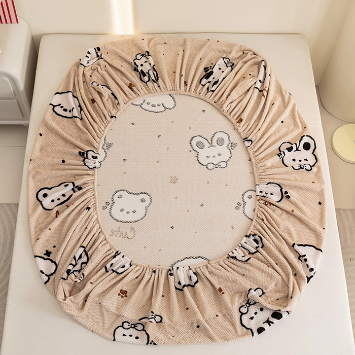 91家纺网 家纺一手货源 找家纺 倾慕家纺 2026新款立体菠萝格印花保暖床笠 米粒乐园