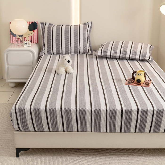 91家纺网 家纺一手货源 找家纺 倾慕家纺 2026新款立体菠萝格印花保暖床笠 挪威灰