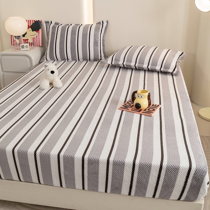 91家纺网 家纺一手货源 找家纺 倾慕家纺 2026新款立体菠萝格印花保暖床笠 挪威灰