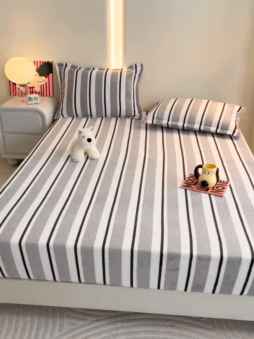 91家纺网 家纺一手货源 找家纺 倾慕家纺 2026新款立体菠萝格印花保暖床笠 挪威灰