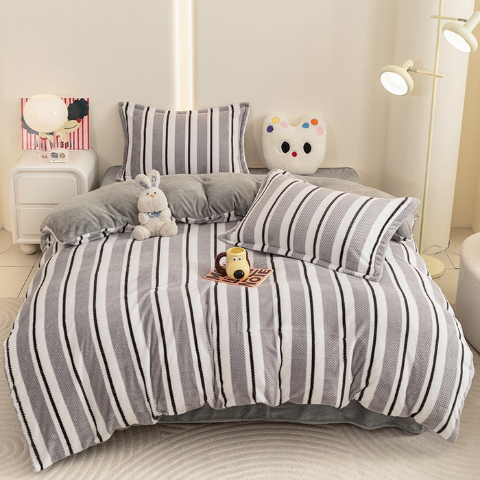 倾慕家纺 2026新款立体菠萝格印花保暖单被套 挪威灰