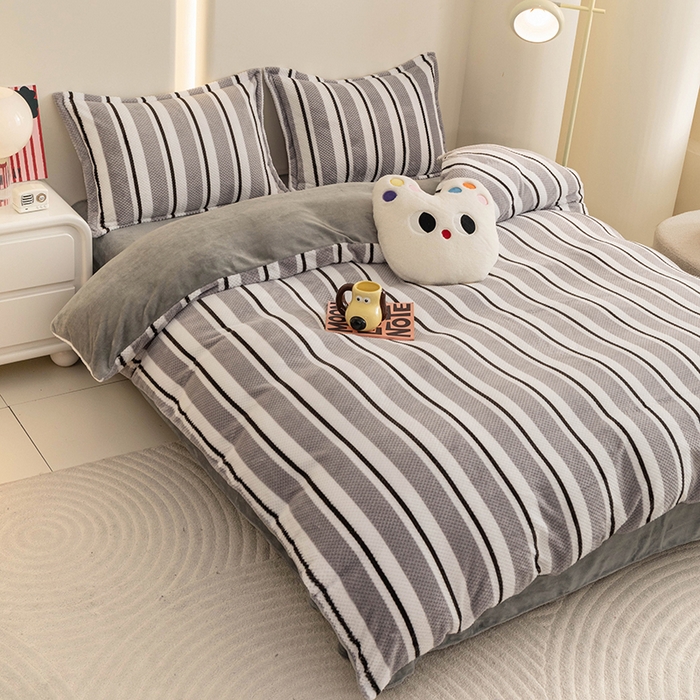 91家纺网 家纺一手货源 找家纺 倾慕家纺 2026新款立体菠萝格印花保暖单被套 挪威灰