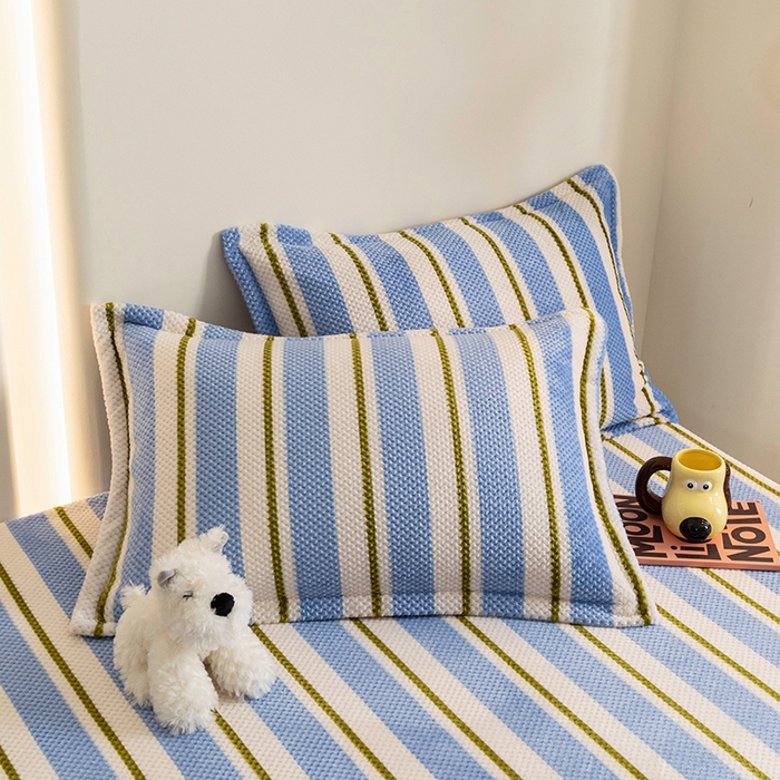 91家纺网 家纺一手货源 找家纺 倾慕家纺 2026新款立体菠萝格印花保暖床笠 挪威蓝