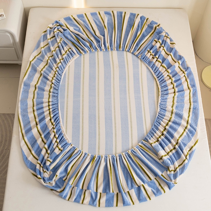 91家纺网 家纺一手货源 找家纺 倾慕家纺 2026新款立体菠萝格印花保暖床笠 挪威蓝