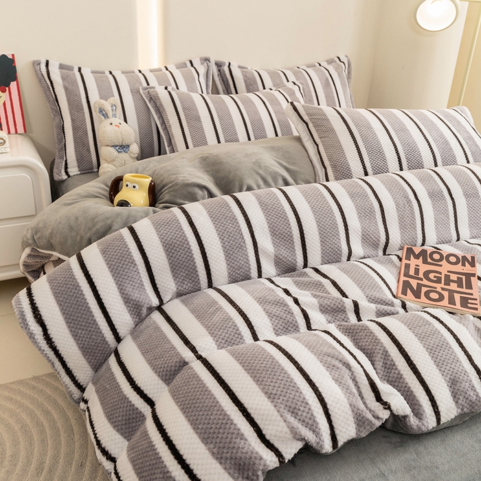 91家纺网 家纺一手货源 找家纺 倾慕家纺 2026新款立体菠萝格印花保暖单被套 挪威灰