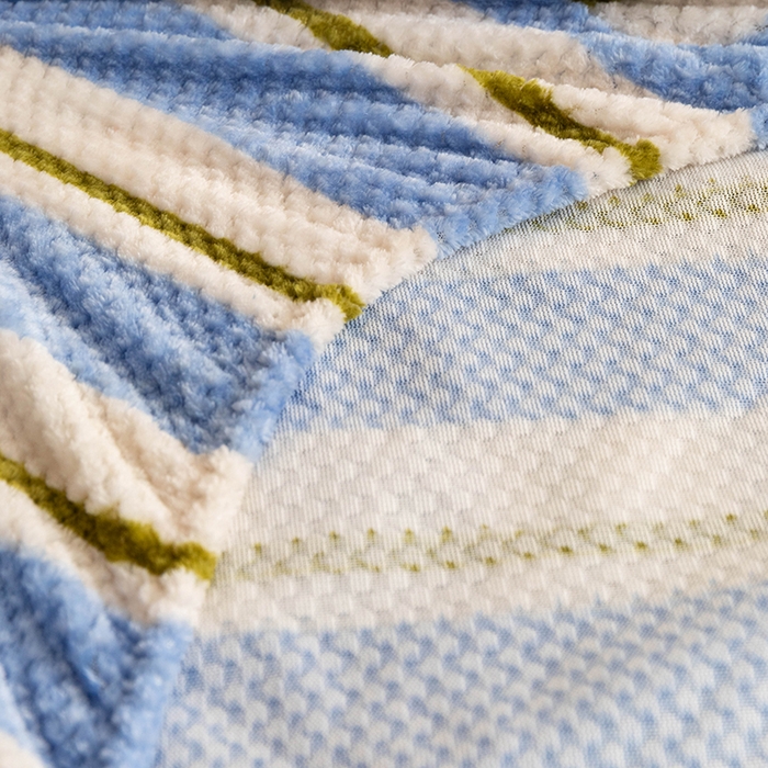 91家纺网 家纺一手货源 找家纺 倾慕家纺 2026新款立体菠萝格印花保暖床笠 挪威蓝