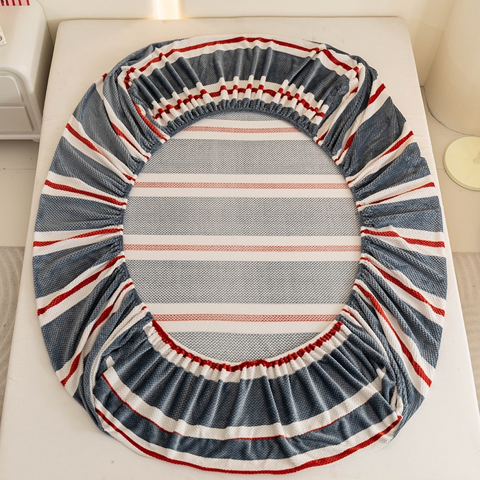 91家纺网 家纺一手货源 找家纺 倾慕家纺 2026新款立体菠萝格印花保暖床笠 英伦横条