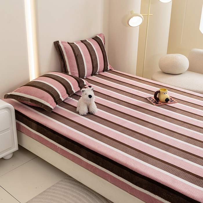 91家纺网 家纺一手货源 找家纺 倾慕家纺 2026新款立体菠萝格印花保暖床笠 自由粉