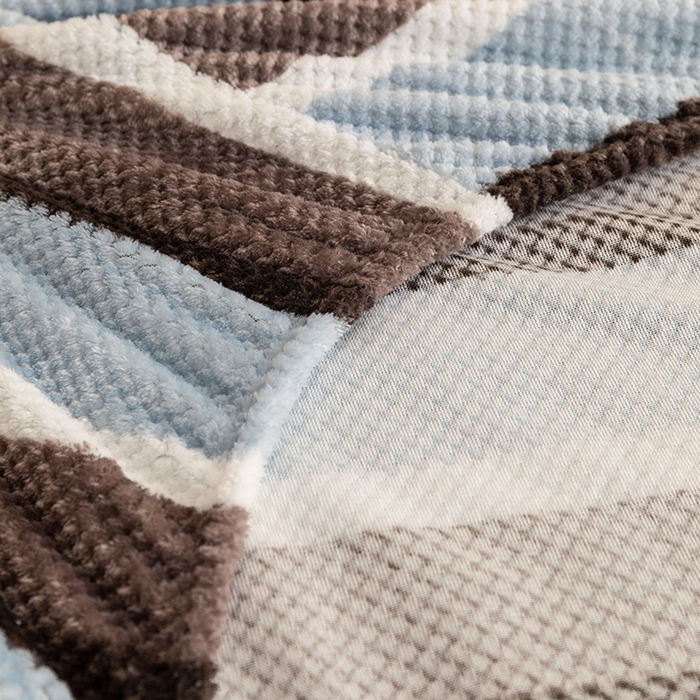 91家纺网 家纺一手货源 找家纺 倾慕家纺 2026新款立体菠萝格印花保暖床笠 自由蓝