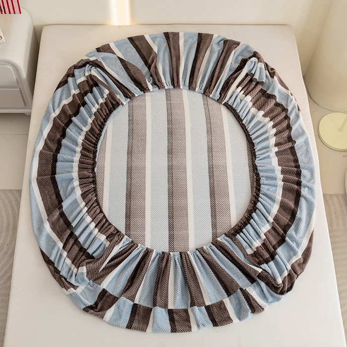 91家纺网 家纺一手货源 找家纺 倾慕家纺 2026新款立体菠萝格印花保暖床笠 自由蓝