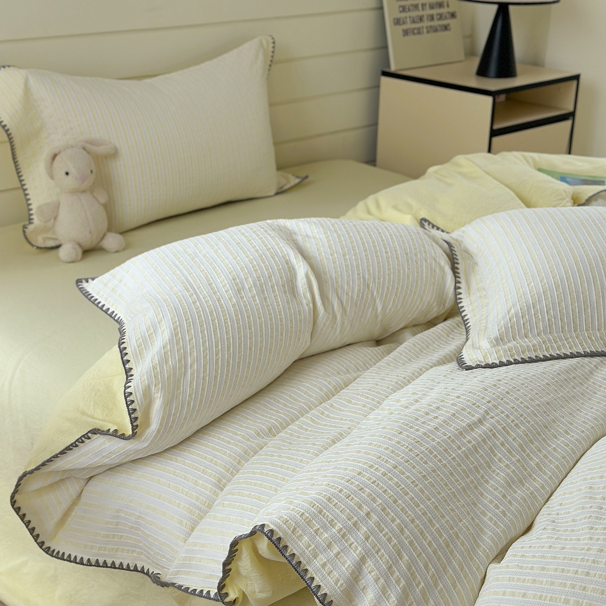 91家纺网 家纺一手货源 找家纺 （总）琳可家居 2025新款色织全棉四件套-条纹系列