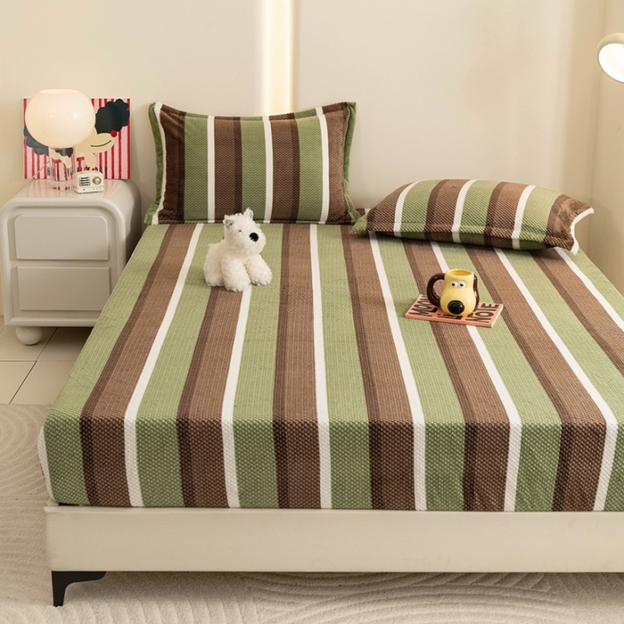 91家纺网 家纺一手货源 找家纺 倾慕家纺 2026新款立体菠萝格印花保暖床笠 自由绿