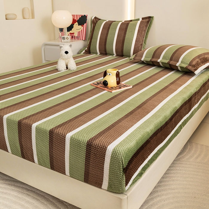 91家纺网 家纺一手货源 找家纺 倾慕家纺 2026新款立体菠萝格印花保暖床笠 自由绿