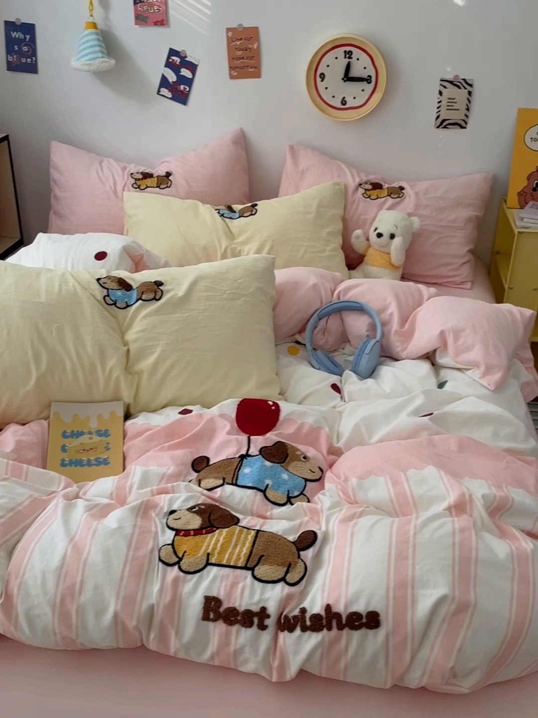 91家纺网 家纺一手货源 找家纺 卡迪熊家纺 2025新款水洗棉毛巾绣可爱猫咪系列 可爱腊肠狗